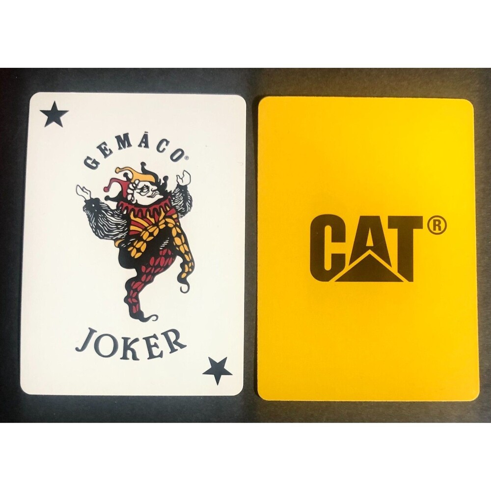 CAT  Caterpillar  Black Yellow  Playing Cards  EUC-Rare Yellow Hearts + Diamonds